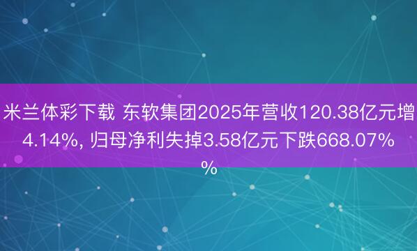 米兰体彩下载 东软集团2025年营收120.38亿元增4.14%, 归母净利失掉3.58亿元下跌668.07%